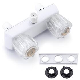 Liberflow 717701079296 Full White Rv Camper Shower Faucet 4 Inch Valve Kit With Dual Acry