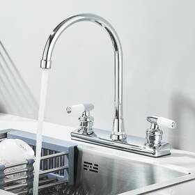 Lsw0814 Loostar Chrome 4 In Center Kitchen Sink Faucet 2 Handle 3 Holes Swivel Rv Bar Mixer Tap