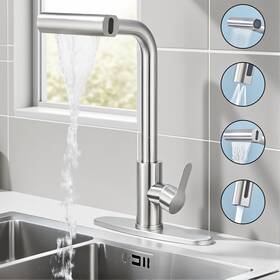 Lsw1021 Loostarwater Brushed Nickel 4 Mode Kitchen Sink Faucet Pull Down Sprayer Mixer With Deck Plate
