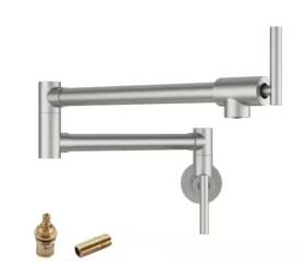 L-c052n Lordear Wall Mount Kitchen Faucet Pot Filler Double-handle Brushed Nickel