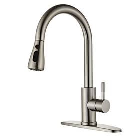 41e5e994-eee7-463d-8a51e Louevido Kitchen Faucet With Pull Down Sprayer Brushed Nickel High Arc Single Handle