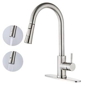 V6205l Louevido Kitchen Faucets Brushed Nickel With Pull Down Sprayer And High Arc Single Han