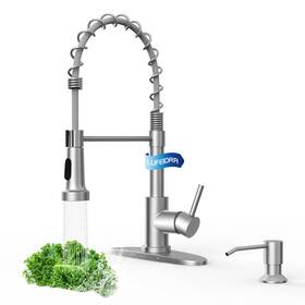 07whl Lufeidra Kitchen Faucet With Pull Down Sprayer And Soap Dispenser High Arc Spring 304