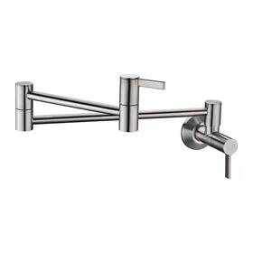 Luxier 445037381372 Contemporary 2-handle Wall-mounted Pot Filler In Brushed Nickel