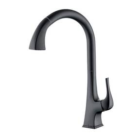 2-function Luxier Kts20-tm Pull Down Kitchen Faucet 11.375 Inch Metal Sprayhead Ceramic Black