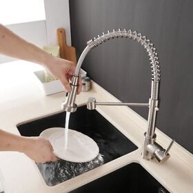 Qhw7323397 Luxury Brushed Nickel Kitchen Faucet Pull Out Spray Swivel Spout Sink Mixer Tap