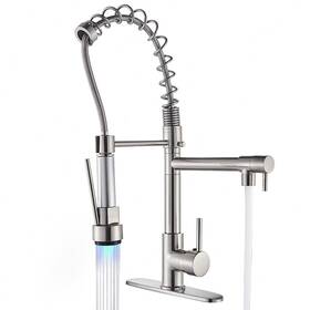 Lyjoyshower 797334201226 Brushed Nickel Kitchen Faucet Pull Down Sprayer Single Handle Swivel Mixer Cover