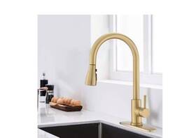 Magic Home 720141444272 Stainless Steel Single-handle Pull-down Sprayer Faucet/ Brushed Gold