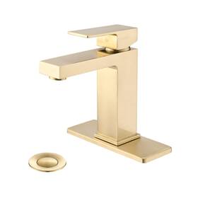 Magic Home 753822149135 Brass Single-handle Bathroom Sink Faucet With Drain Assembly Yellow