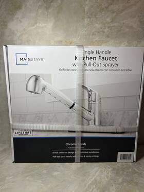Ms-hw-kf02ch Mainstays Single Handle Kitchen Faucet Pull-out Sprayer Chrome Finish New