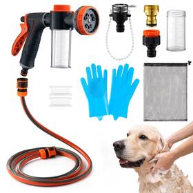 11p-orange Mallmall6 Dog Washing Hose Attachment With Pet Grooming Glove And 2 Soap Dispenser 10- Inch