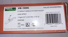 Ve-100c Matco-norca 8 Inch Single Handle Kitchen Faucet Less Spray Chrome 1.5gpm Nib