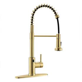 Md-alis1306ngd Matrix Decor Single Handle Touchless Pull Down Sprayer Kitchen Faucet With Deckplate In Gold