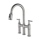 Jj-dj-thsp002 Modern Bridge Faucet Solid Brass Construction With Pull-down Sprayhead