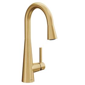 7664bg Moen 026508349922 Sleek One-handle High Arc Pulldown Modern Bar Faucet Brushed Gold