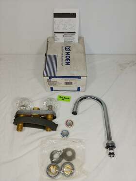 4910 Moen Chateau Chrome Finish Double Knob Bar And Lanudry Faucet New In Worn Box