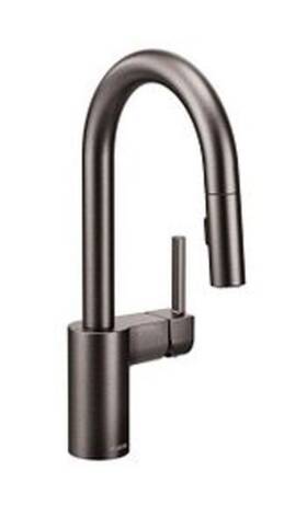 5965bls Moen New Align One-handle Pulldown Modern Bar Faucet In Black Stainless