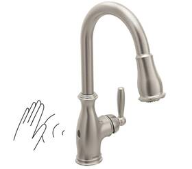 7185ewsrs Moen New Brantford Spot Resist Stainless Motionsense Touchless Kitchen Faucet