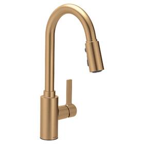 7882bzg Moen Bronzed Gold Genta Lx Pull Down High Arc Sprayer Kitchen Faucet