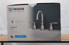 84539 Moen Hilliard Two Handle 8 Inch Widespread Bathroom Faucet Brunches Nickel