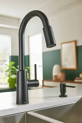 87066bl Moen Nori One Handle High Arc Pulldown Kitchen Faucet