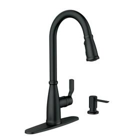 87071bl Moen Nolia Matte Black Kitchen Faucet With Soap Dispenser Pull Down Sprayer