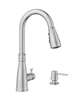 87162srs Moen Boman Single Handle Pull-down Sprayer Kitchen Faucet With Soap Disp