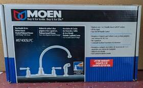 87400slpc Moen Brushed Platinum/chrome 2-handle Deck-mount High-arc Kitchen Faucet W Spray