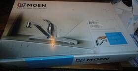 Moen 87526 Adler 1 Handle Low Arc Kitchen Faucet 2 Supply Lines Chrome Open Box