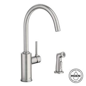 87702srs Moen Sombra Standard Kitchen Faucet With Side Sprayer In Spot Resist Stainless