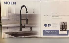 87807bl Moen Edwyn Matte Black Kitchen Faucet Powerclean Lever Handle