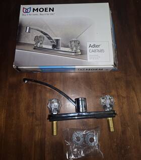 Moen Ca87685 Adler Kitchen Faucet Chrome Clear Knobs 3-hole Install - Read