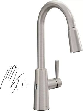 7402ewsrs Moen Incorporated Riley Spot Resist Stainless Hands-free Touchless Sensor Single Handle Pull