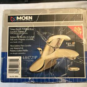 L84721p Moen Lever Handle Lavatory Faucet With Pop Up Drain - Polished Brass New