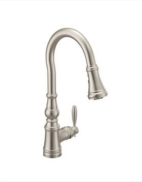 S73004srs Moen Weymouth Shepherds Hook Pulldown Kitchen Faucet - Spot Resist