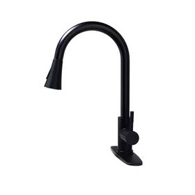 Mo242dt-mb Mondawe Single-handle Gooseneck Kitchen Sink Faucet With Pull Down Sprayer In Matte Deck