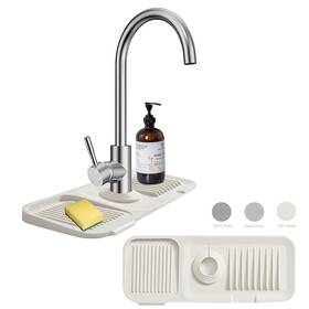 Moodkey 786661296715 Kitchen Sink Splash Guard Sponge Holder For Silicone Faucet Handle Drip Catcher