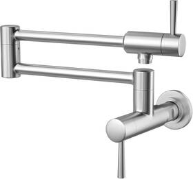 Mstjry 743811422608 Brushed Pot Filler Faucet Wall Mount Commercial Stainless Steel