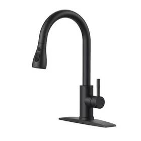 Kf003b-dp-001 Mttcle Matte Black Pull Down Kitchen Sink Faucet 14.2 Inch 360 Swivel Sprayer
