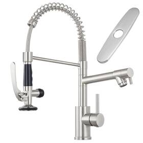 M-kf-002n Mttcle Commercial Kitchen Faucet With Pull Down Sprayer Brushed Nickel
