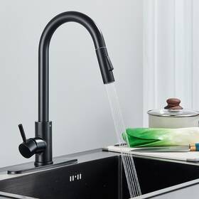 Mvmhome Mvm1209 Black Kitchen Faucet Pull Down Sprayer Single Handle Sink Mixer With Cover