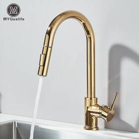 Myqualife 040153777688 Pull Out Kitchen Faucet 2-way Sprayer Deck-mounted Hot And Cold Water Mixers