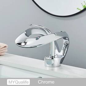 Myqualife 174447174904 Black Brass Basin Faucet Bathroom Mixer Tap Hot Cold Deck-mounted Gold