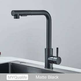Cl1022 Myqualife Pull-out Kitchen Faucet With Retractable Spray Matte Black Or Brushed Nickel
