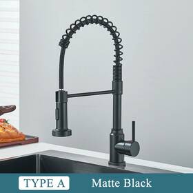 My204 Myqualife Matte Black Kitchen Sink Faucet One Handle Spring Hot And Cold Water Tap Deck Mo