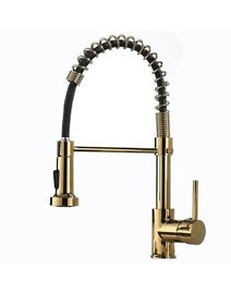 Bm289bg-40 New Boyel Living Contemporary Gooseneck Pull Down Kitchen Faucet In Brushed Gold