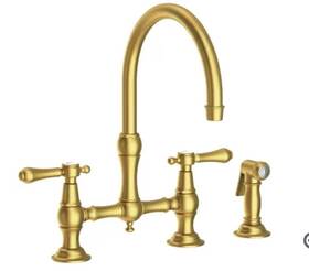 9458 Newport Brass 760724516545 Chesterfield 9458/04 Bridge Widespread Kitchen Faucet Satin