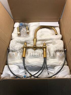 9458 Newport Brass 760724528432 9458/10 Chesterfield Widespread Bridge Kitchen Faucet - Satin Bron