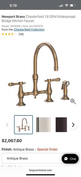 9458 Newport Brass 9458/06 9458/15 Chesterfield Kitchen Bridge Faucet Polished Nickel