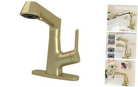 Kyj-bf-01-bg Ningbo Kangyouju Intelligent Technology Co. Ltd Bar Sink Faucet Bathroom Kitchen With Pull-down Sprayer And Brushed Gold